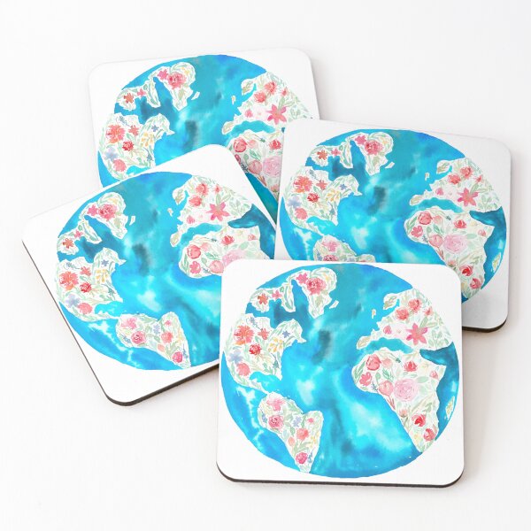 Artikelvorschau, Die Erde lacht in Blumen | Aquarell Erde entworfen und verkauft von Harpley Design Studio.