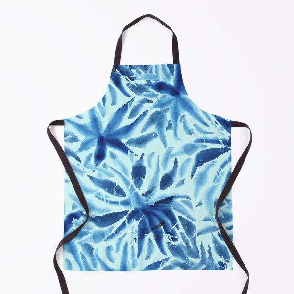 Item preview, painterly blue watercolor flowers pattern designed and sold by rysunki-malunki.