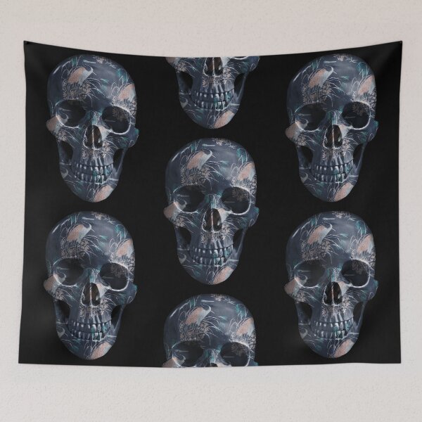 Item preview, Painted Skull with Herons - Blue skull With Pink designed and sold by EvilLeftHand.