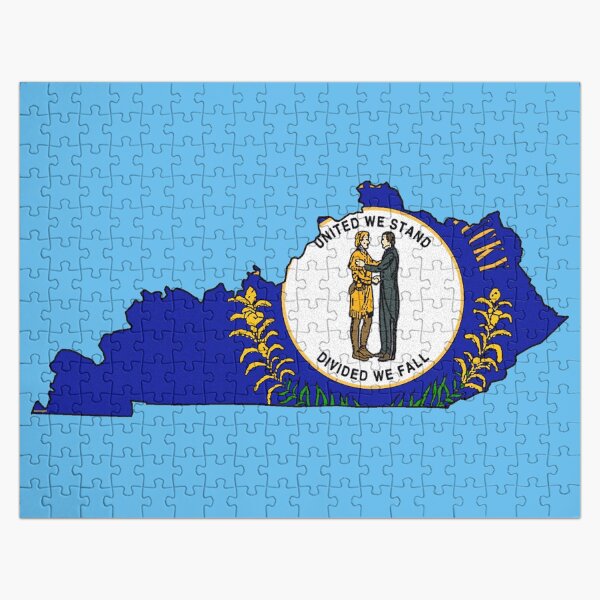 "Kentucky Map with Kentucky State Flag" Jigsaw Puzzle for Sale by