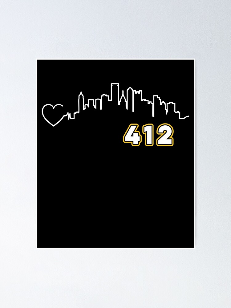  412 Pittsburgh Yellow text Design City Skyline