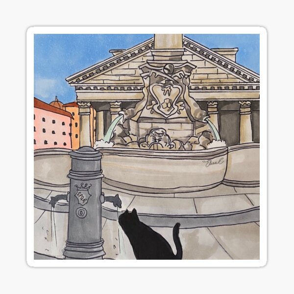 Journal of a Cat in Rome - Piazza della Rotonda Sticker