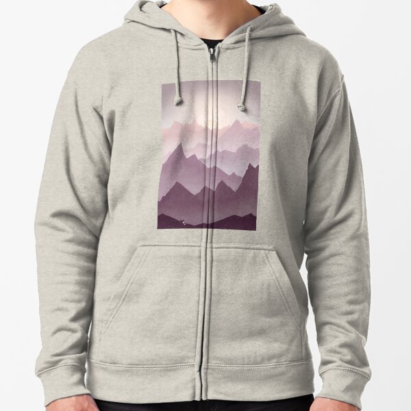 wanderlust - purple Zipped Hoodie