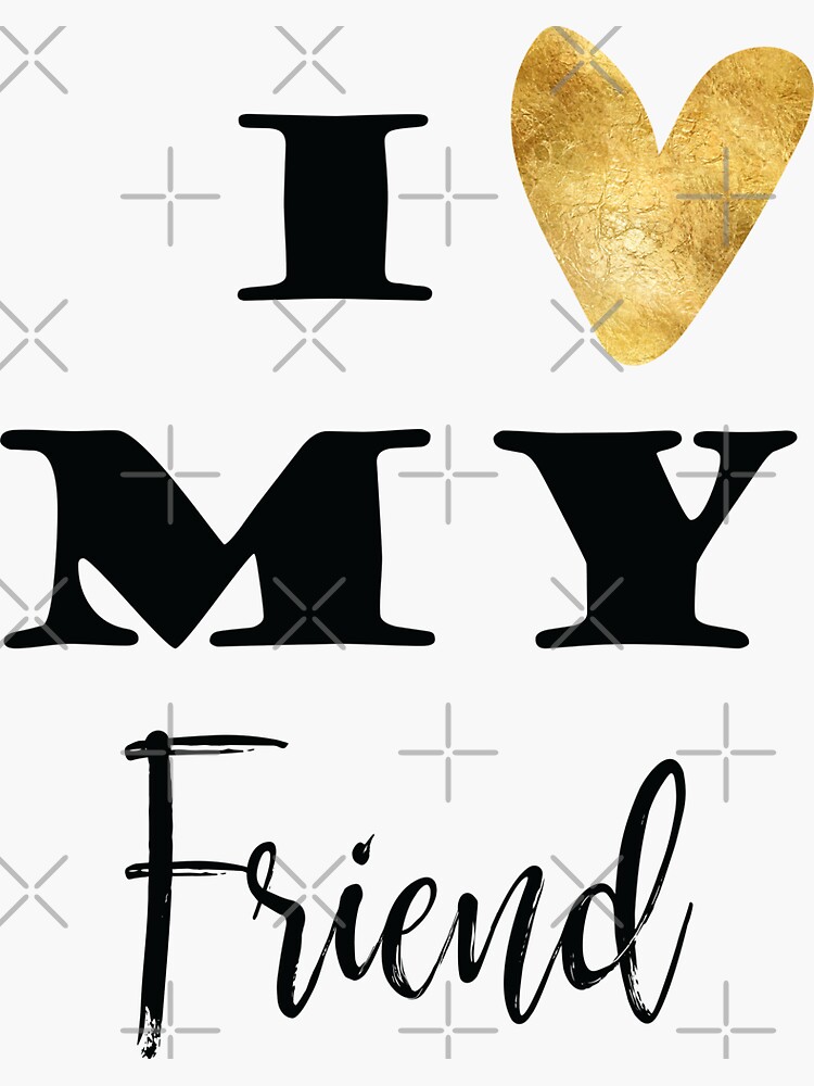 Thumbnail 3 of 3, Sticker, Romantic lettering I love My Friend designed and sold by Victoria Riabov.