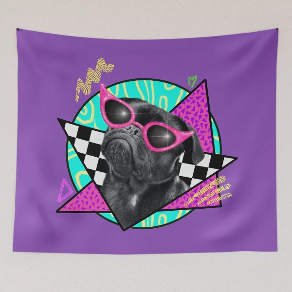 Item preview, Cute Black Pug Wearing Pink Sunglasses designed and sold by theBlueKazoo.