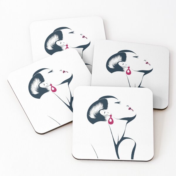Item preview, Woman with magenta earrings designed and sold by urban-color.