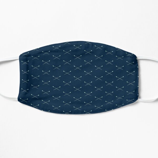 Rowing - Mint Oars on Blue Background Repeating Pattern Flat Mask