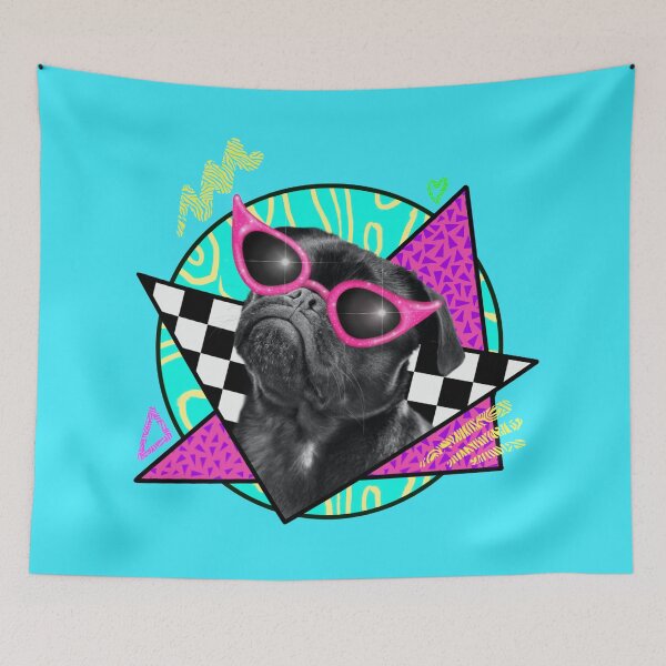 Item preview, Black Pug Wearing Pink Sunglasses designed and sold by theBlueKazoo.