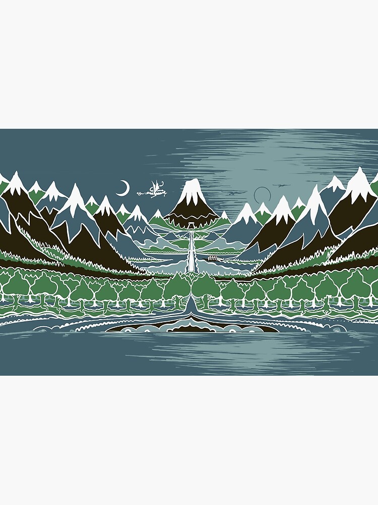 Thumbnail 4 of 4, Zipper Pouch, Midnight Forest mountain path in the style of J.R.R.Tolkien designed and sold by Designwebjae.