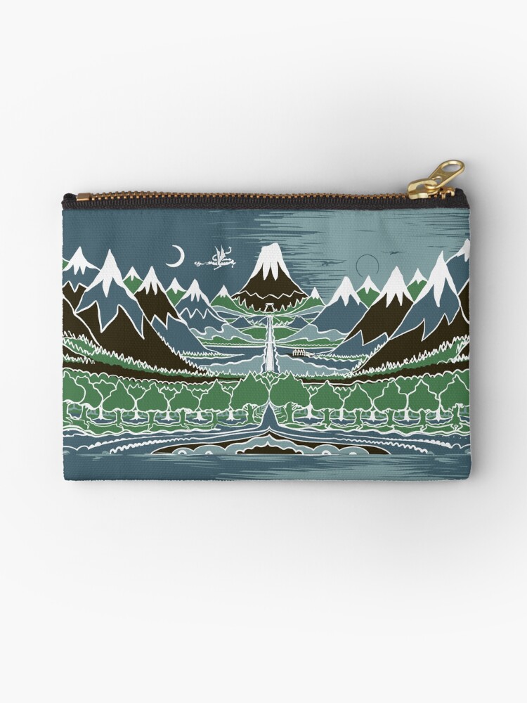 Thumbnail 1 of 4, Zipper Pouch, Midnight Forest mountain path in the style of J.R.R.Tolkien designed and sold by Designwebjae.