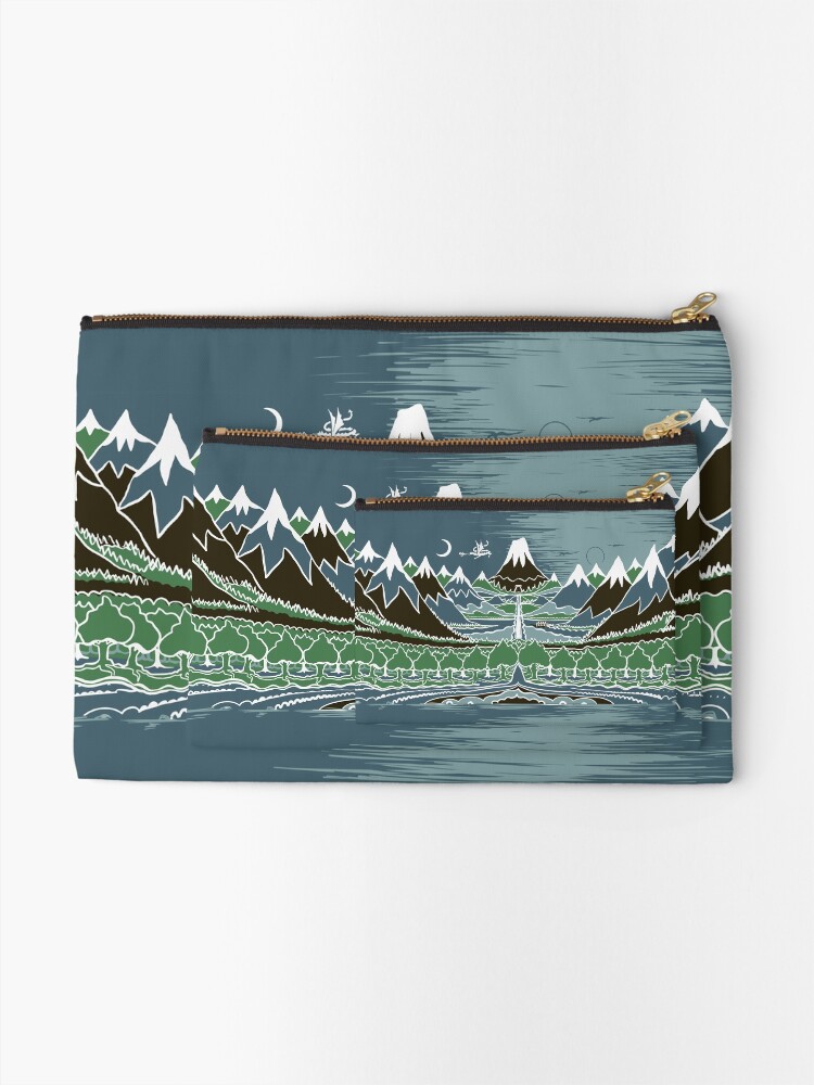 Thumbnail 2 of 4, Zipper Pouch, Midnight Forest mountain path in the style of J.R.R.Tolkien designed and sold by Designwebjae.