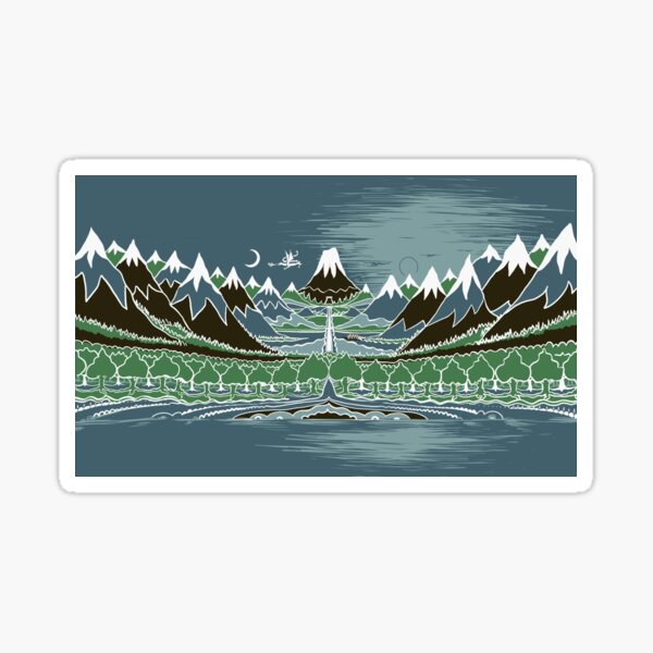 Vista previa del artículo con la obra «Midnight Forest mountain path in the style of J.R.R.Tolkien», diseñado y vendido por Designwebjae.