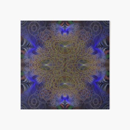Squiggly Circle Yellow and Blue Abstract Fractal Art Art Board Print
