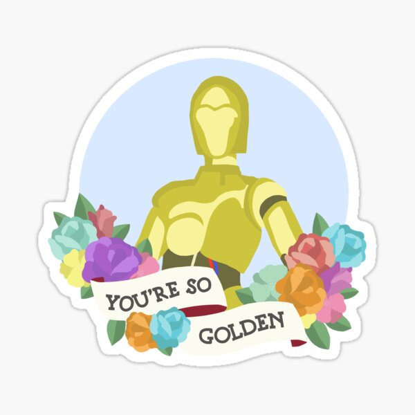Golden X Space Robot Sticker