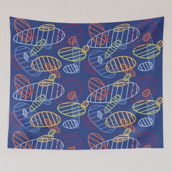 Item preview, Colorful Loops - Dark Blue designed and sold by Grace Skelton.