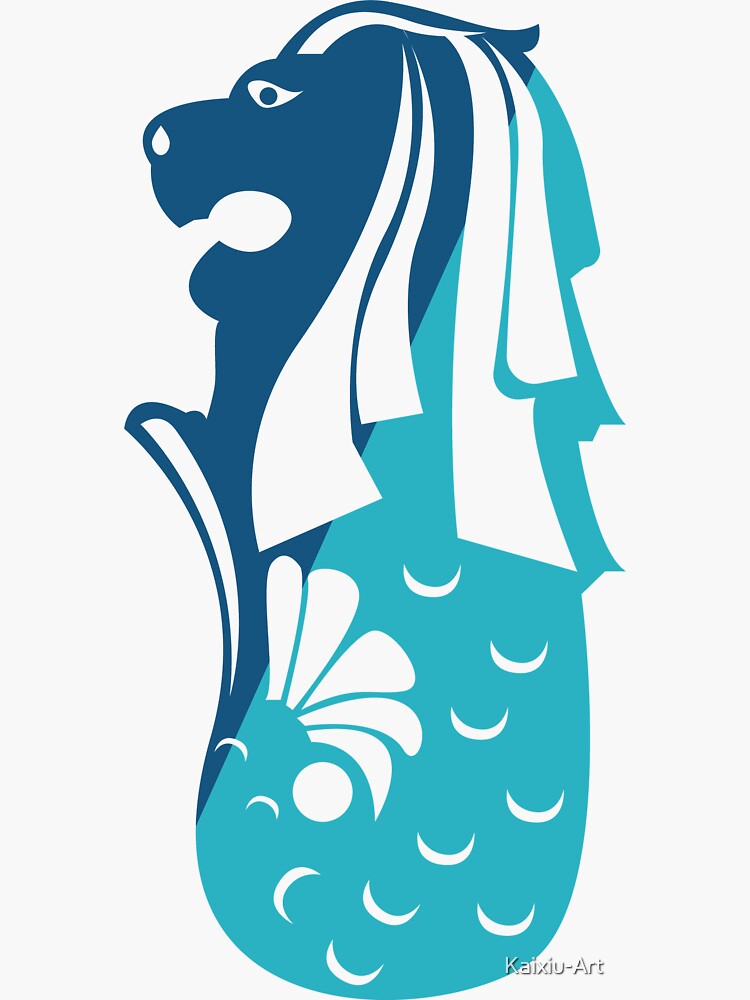 "Singapore Lion Head" Sticker by KaixiuArt Redbubble