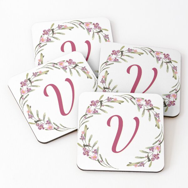 Item preview, Purple Floral Wreath Initial Letter V designed and sold by TheFamilyVan.