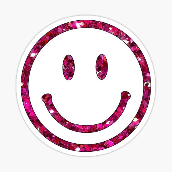 Epoxy Colored Glitter Smiley Face Stickers - 12 Inch Sheet