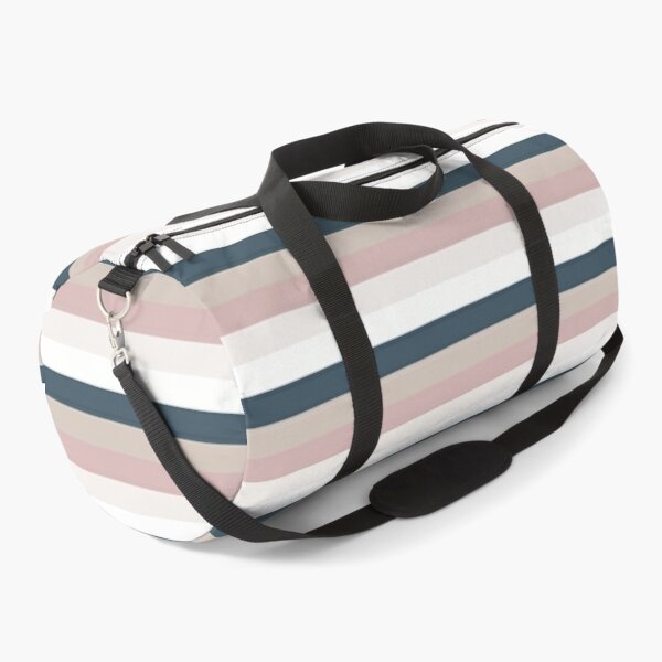Stripes Blush Pink Navy Duffle Bag