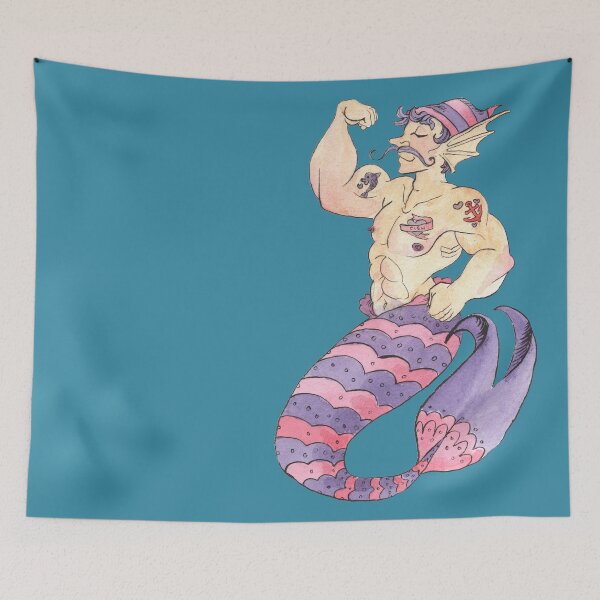 Item preview, MerMay Sailor Merman with Tattoos Watercolor designed and sold by SimplyKitt.