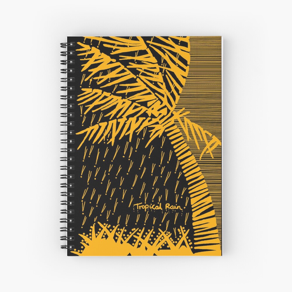 Tropical Rain Cuba Orange on Black Spiral Notebook