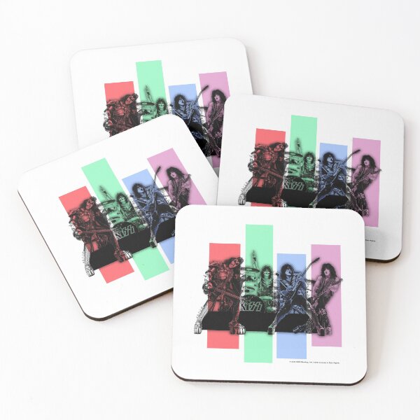 Kiss Band Playing Fan Art | Minimal Vector Style Coasters (Set of 4)