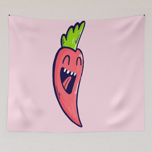Item preview, Cheerful chilli pepper with green hairstyle designed and sold by ptichkaJL.