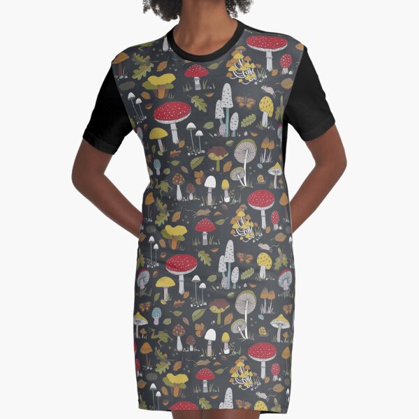 Forest Floor - fun fungus pattern by Cecca Designs Graphic T-Shirt Dress