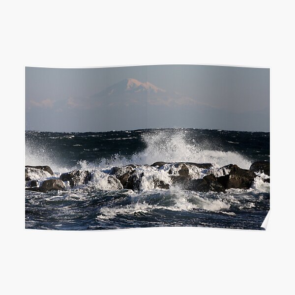 Wild Seas with Mount Baker in the Distance Poster