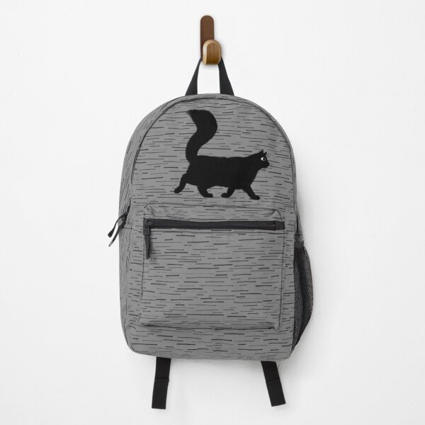 Item preview, Walking Longhaired Black Cat with Long Fluffy Tail designed and sold by Jenn Inashvili.