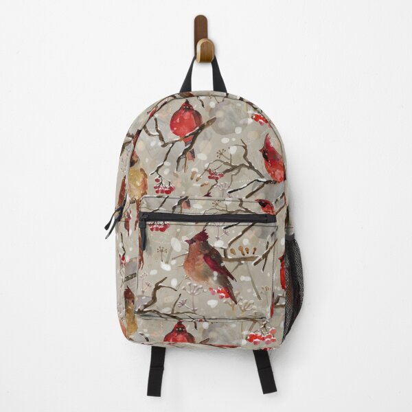Item preview, red winter birds pattern watercolor designed and sold by PointProkopenko.