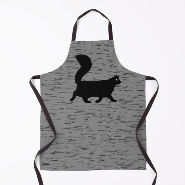 Item preview, Walking Longhaired Black Cat with Long Fluffy Tail designed and sold by Jenn Inashvili.