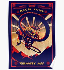 retro mountain bike poster: kick some gravity ass Poster