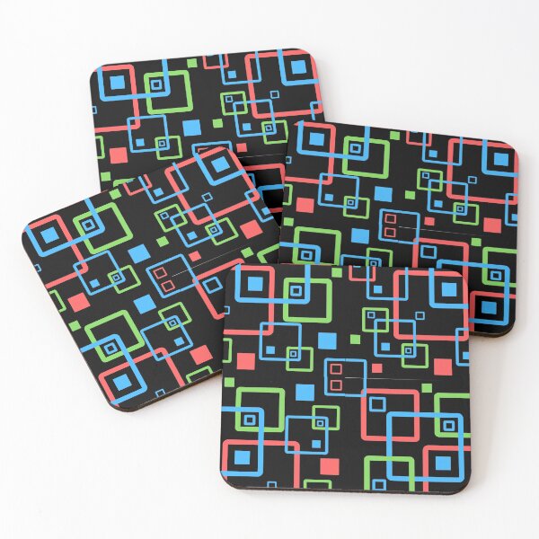 Item preview,  Geometrical blue red and green lined pattern design on a black background designed and sold by Department61.