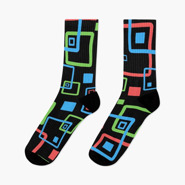 Item preview,  Geometrical blue red and green lined pattern design on a black background designed and sold by Department61.