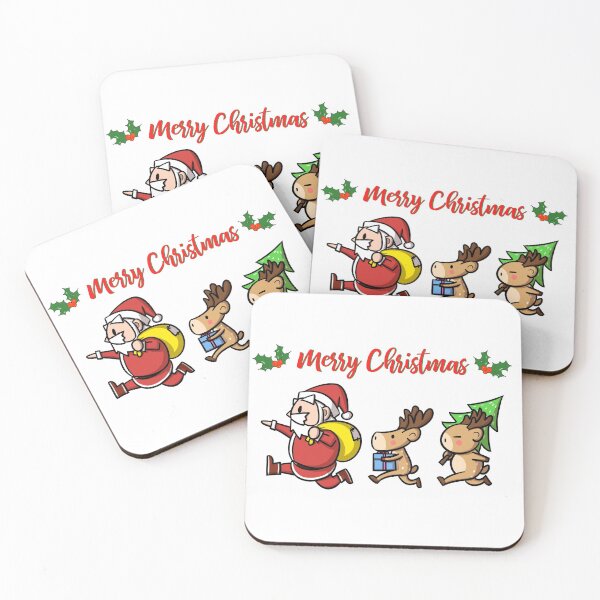 Artikelvorschau, Frohe Weihnachten Festliche Grafik - Weihnachtsmann und Rentiere liefern Geschenke entworfen und verkauft von kassiekewl.