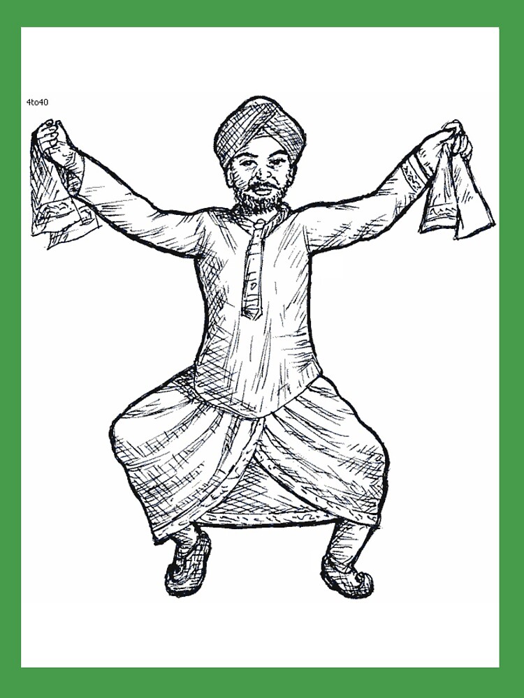 Sikh drummer drawn with a single line Royalty Free Vector
