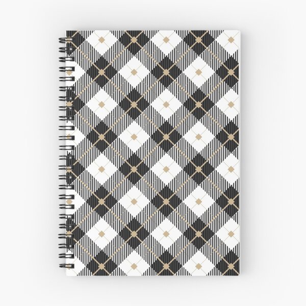 Item preview, white and gold lined plaid pattern design on a black background designed and sold by Department61.
