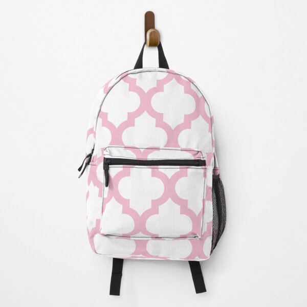Item preview, Moroccan Quatrefoil Lattice Pattern Pink & White designed and sold by tonymagnerart.