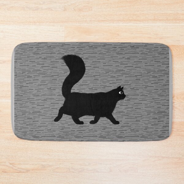Item preview, Walking Longhaired Black Cat with Long Fluffy Tail designed and sold by Jenn Inashvili.