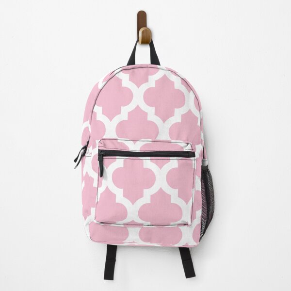 Item preview, Moroccan Quatrefoil Lattice Pattern Pink & White designed and sold by tonymagnerart.