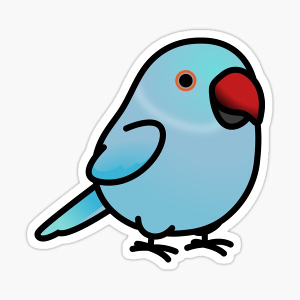 Chubby Blue Indian Ringneck Parakeet - Female Sticker