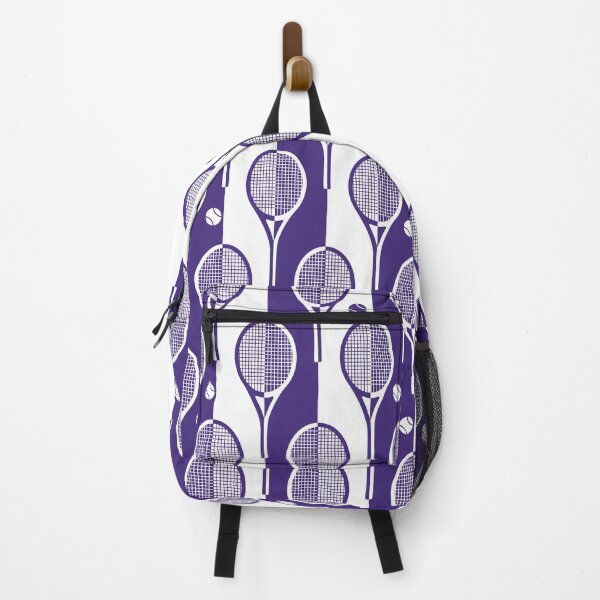 Item preview, Purple and white Tennis rackets on stripy background designed and sold by EvieWoj.
