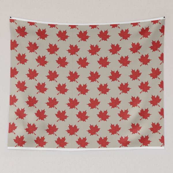 Item preview, Geometric pattern of red maple leaves on a light colored background designed and sold by Department61.