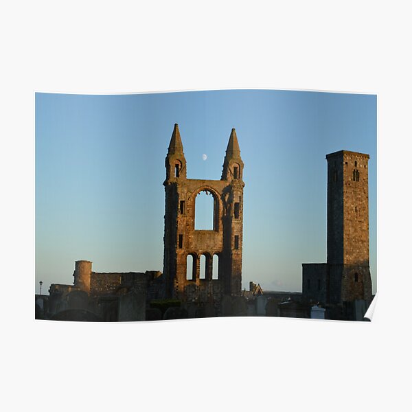 Moon Over St Andrews Cathedral Poster