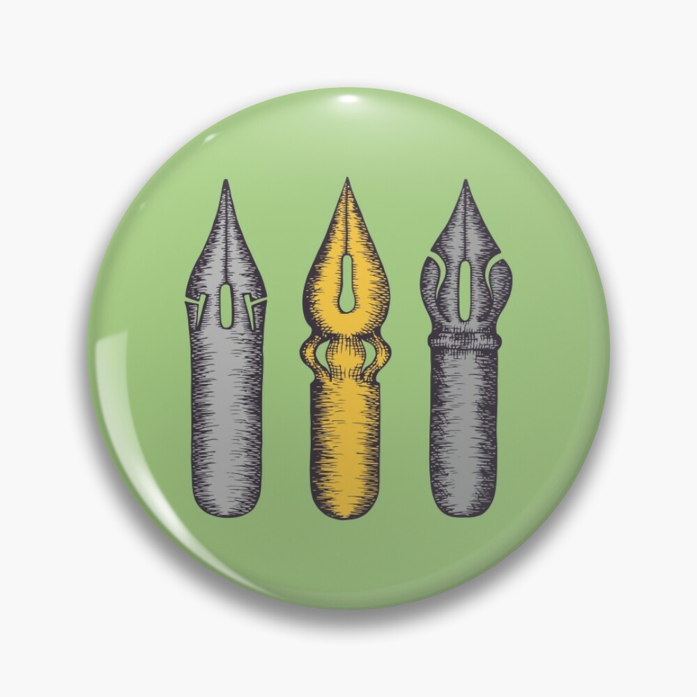 Dip Pen Nibs (Green, Yellow, Grey) Sticker for Sale by illucalliart