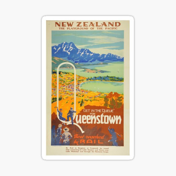 Vintage Queenstown New Zealand Travel Sticker