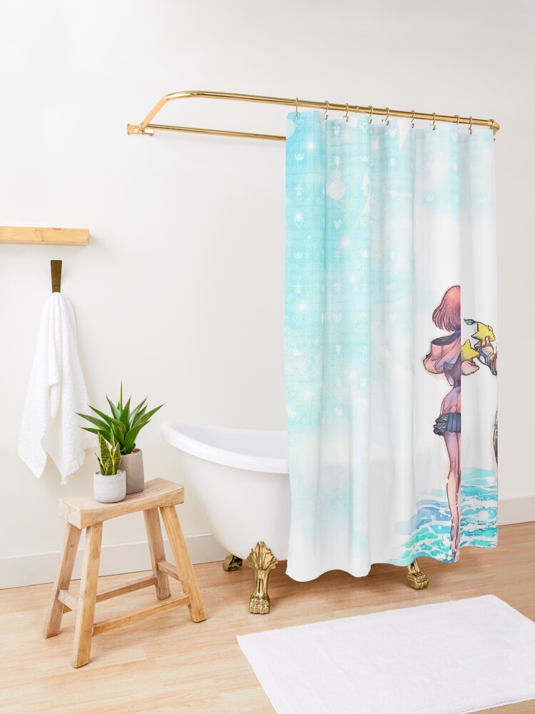 Alternate view of Kingdom Hearts 3 Re:Mind - Title Screen Art Shower Curtain
