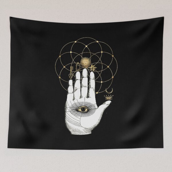 Item preview, Palm With 3rd Eye, Flower of Life, Sun, Moon, Star, Key, Light,Crown designed and sold by ColorfulMystic.
