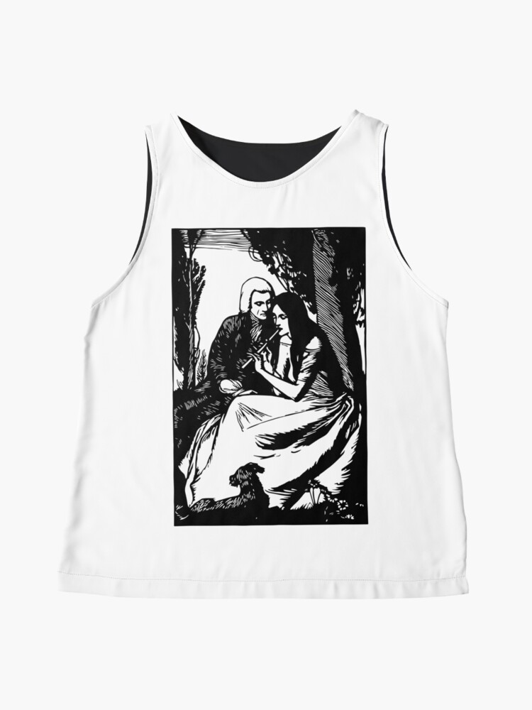 Aperçu 4 sur 6. Top duo avec l'œuvre Gravure romantique, noir et blanc créée et vendue par RosaLeeDesign.